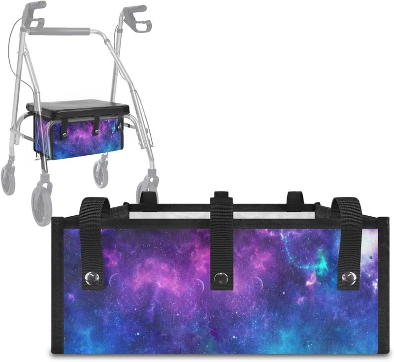 LedBack 3 Pcs Sets Rollator Walker Accessories Galaxy Print Universal Fit Walker Seat Cover Rollator Walker Seat & Backrest Covers, Rollator Storage Under Seat Bag - Image 3